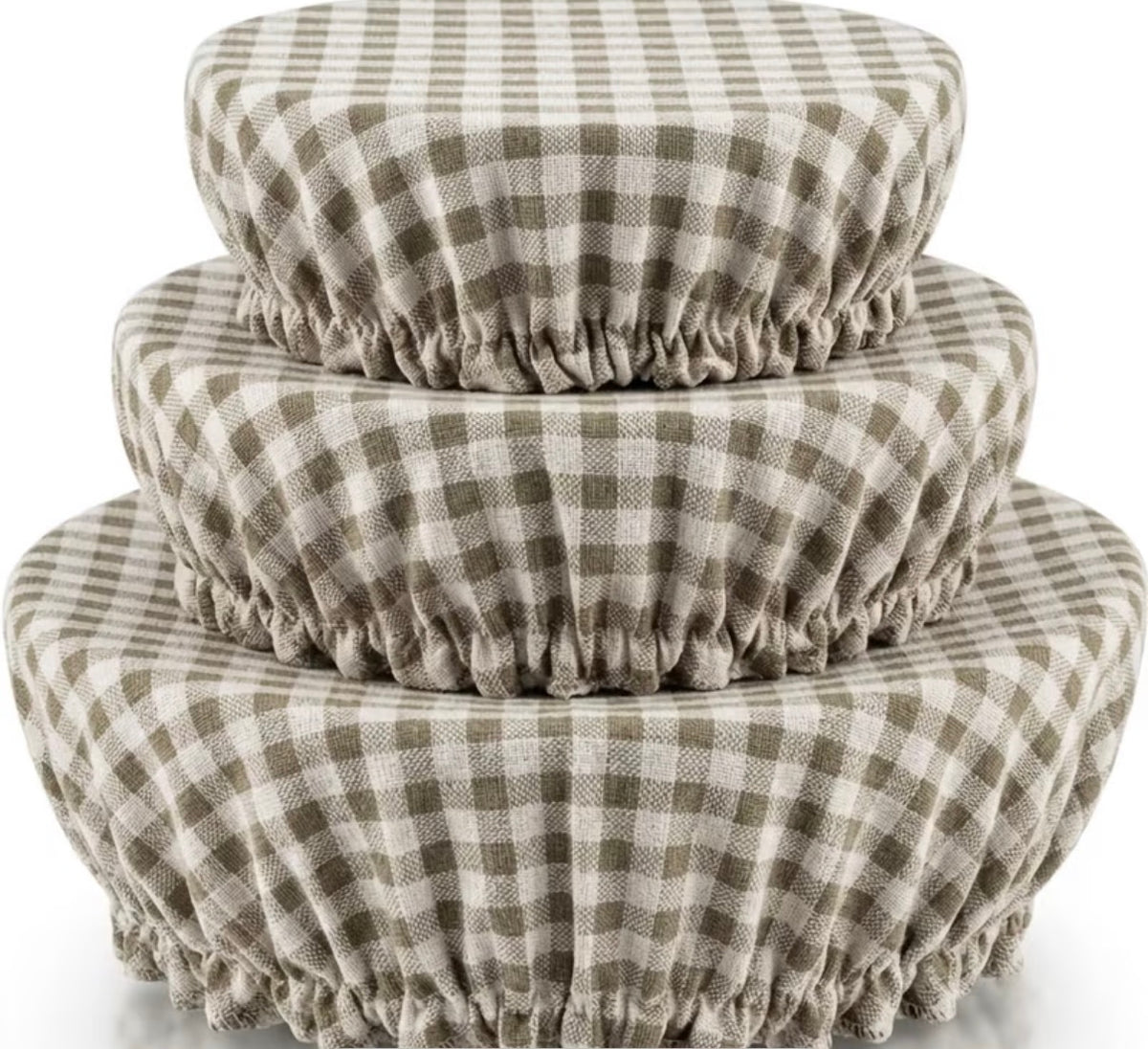 Drie herbruikbare afdekhoezen met beige ruit